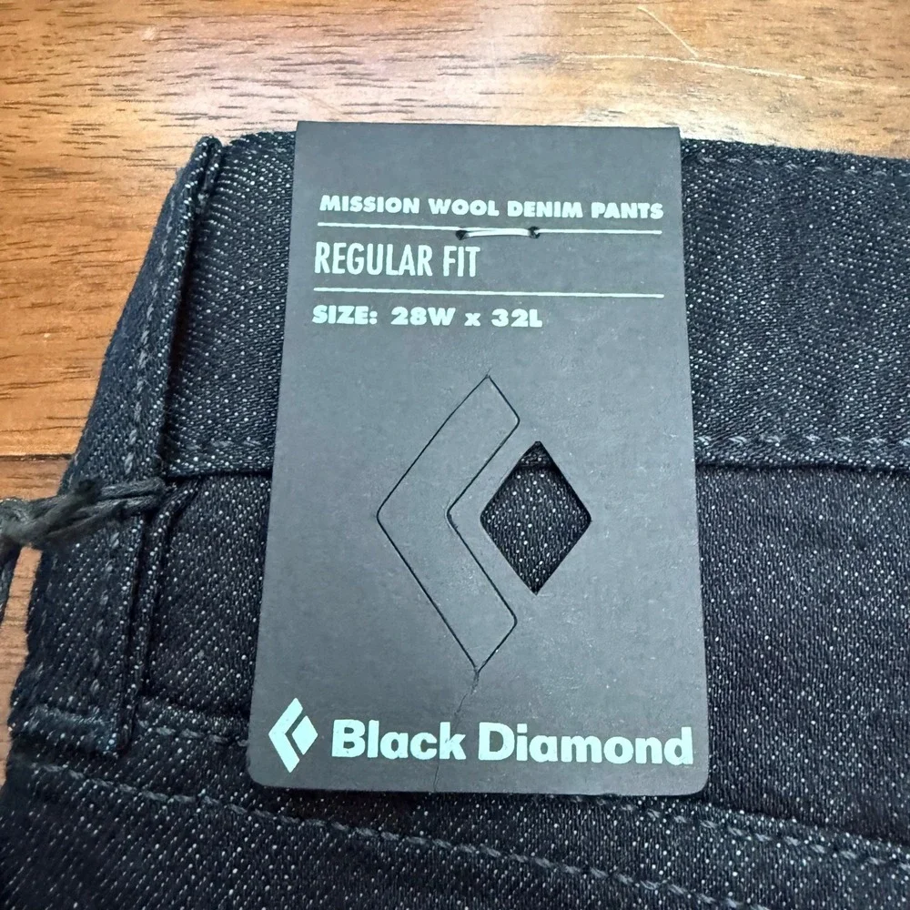 Black Diamond Mission Wool Denim Pants Mens 28x32 Black Technical Climbing New